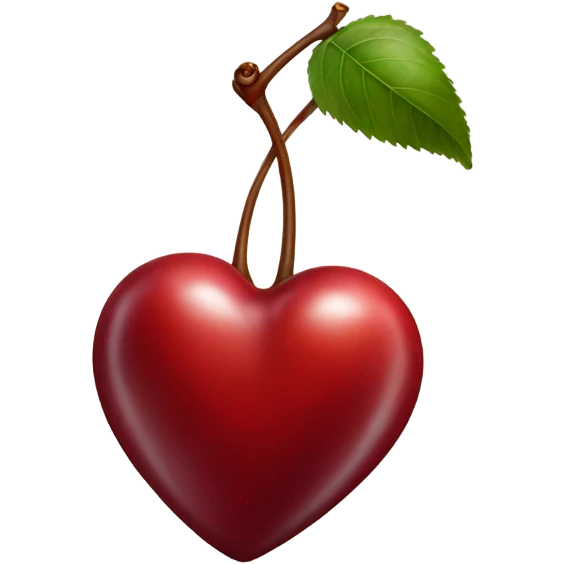 Realistic isolated heart shaped cherry without leaf emoji
