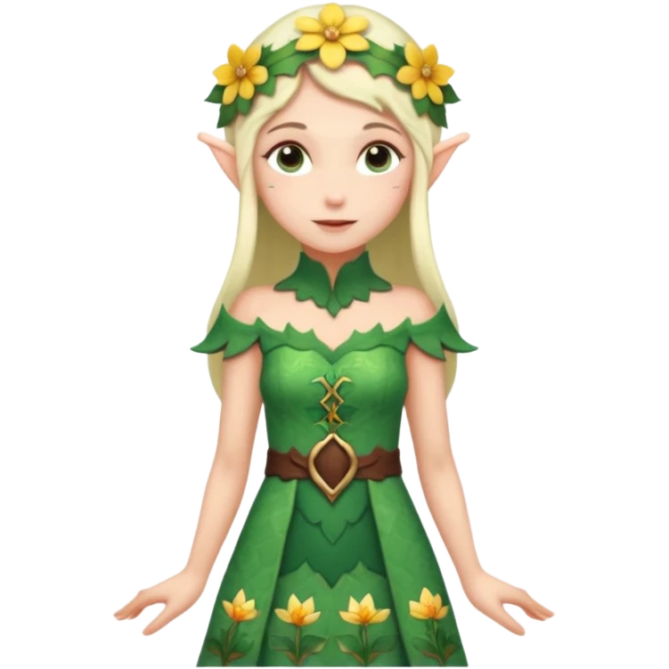 elf wearing flower pattern dress, Half Body. emoji