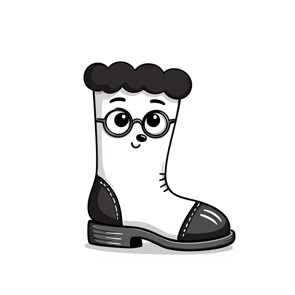 A traditional Russian felt boot (valenok) with a cute face, glasses, and a cool attitude, winking emoji