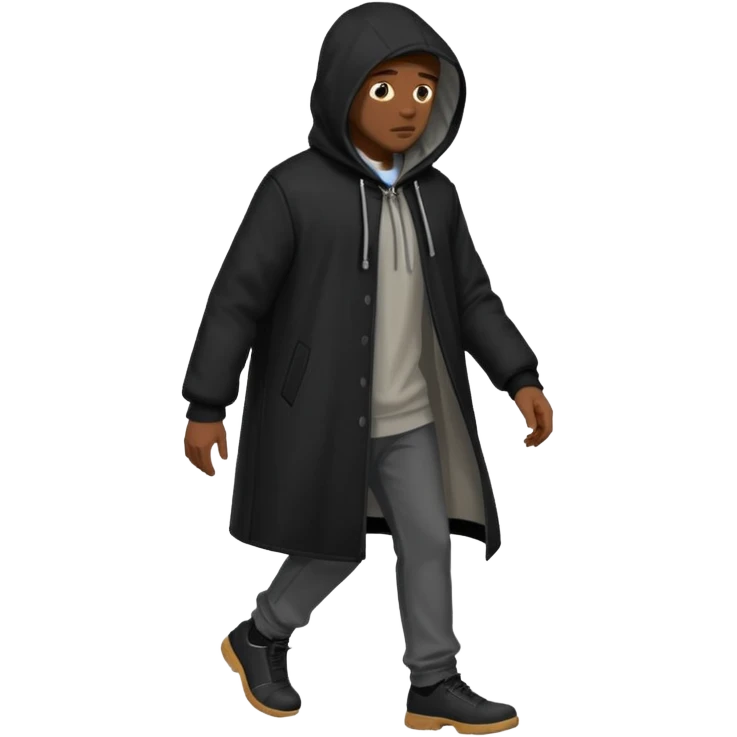 Hooded Street Walker black man  emoji