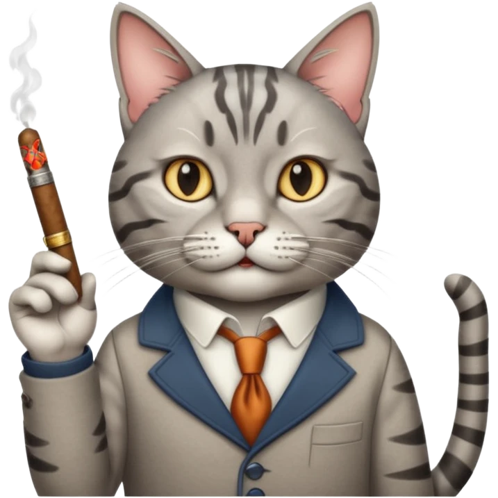 A cat with a cigar with a "classic" hand gesture. emoji