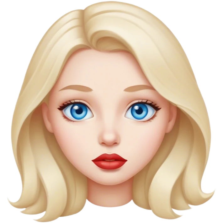 realistic portrait of girl , blue eyes, big lips, white background emoji