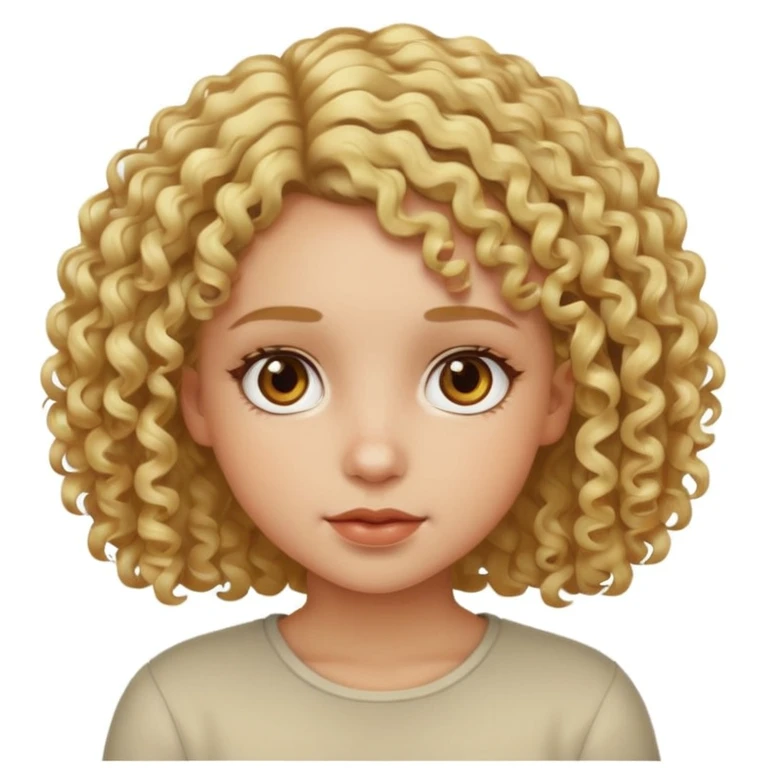 Light skinned girl with curly short blond hair and hazel eyes emoji