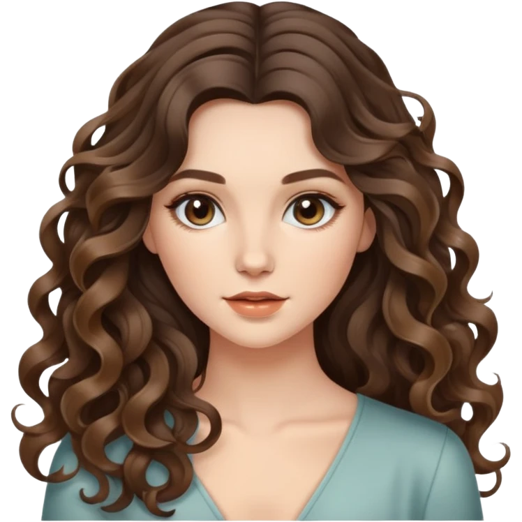 beautiful brunette with balayage white female with flowing soft curls, very long hair   emoji