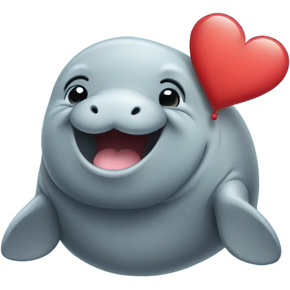 cute smiling manatee with heart emoji