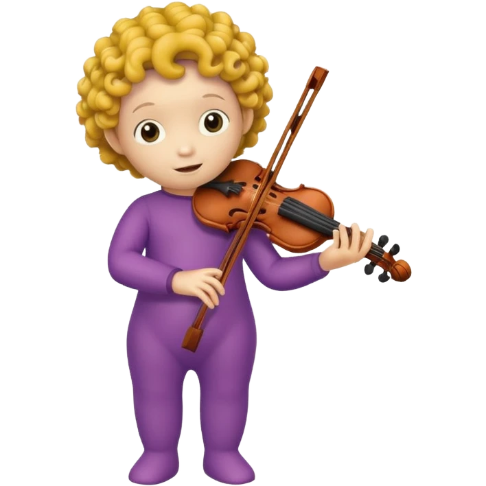 Teletubbie holding violin with curly hair  emoji