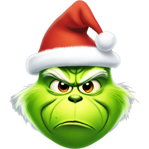 The Grinch in a Christmas hat emoji