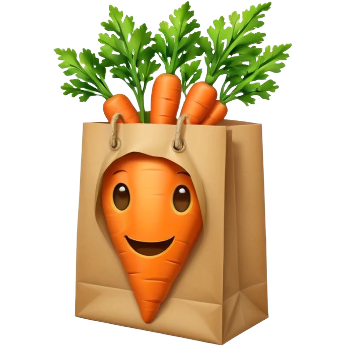 paper shopping bag with carrot. Transparent background emoji
