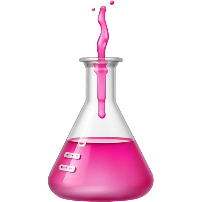 Miniatura de un frasco de laboratorio o un tubo de ensayo elegante con un líquido rosa vibrante, sobre una superficie de mármol. Iluminación de estudio. Estilo sofisticado emoji