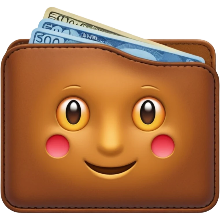 portefeuille marron avec quelques billets et carte bancaire emoji