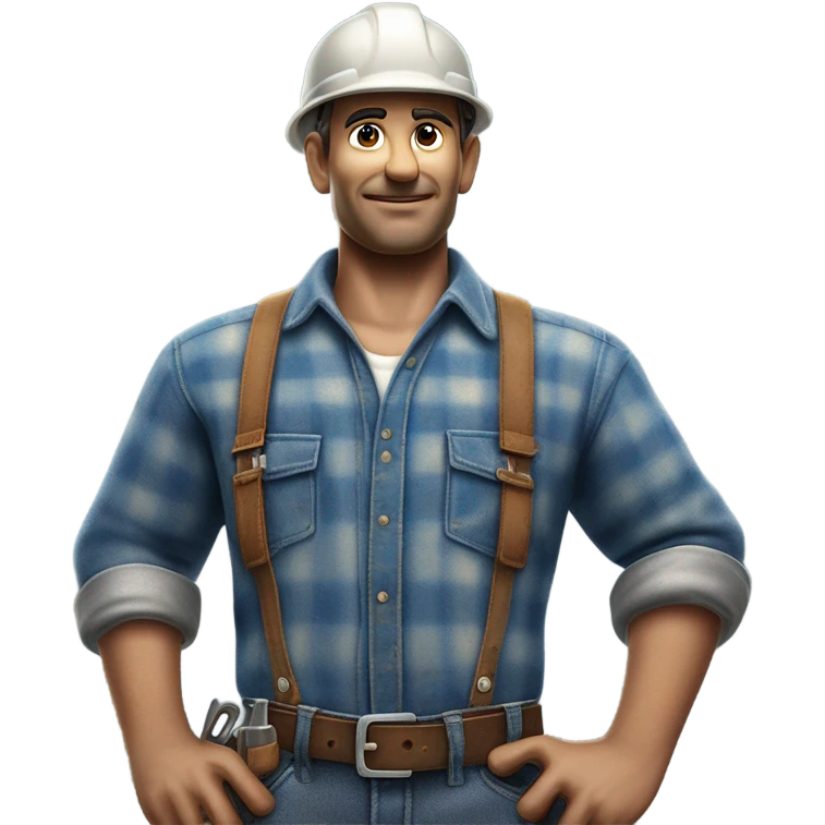 photorealistic blue collar worker 1950s emoji