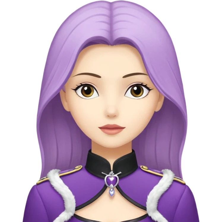 Девушка белокожая, с длинными светло-фиолетовыми волосами, в одежде для йоги, стоит в позе дерева на одной ноге, вторая нога согнута, руки вверху ладонь к ладони, в стиле бимбо пилатес, без лишних конечностей, без деревьев на фоне emoji