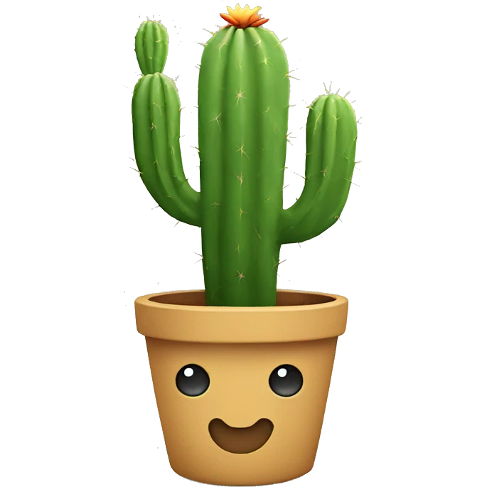 Cactus in a plant pot with a smiley face emoji