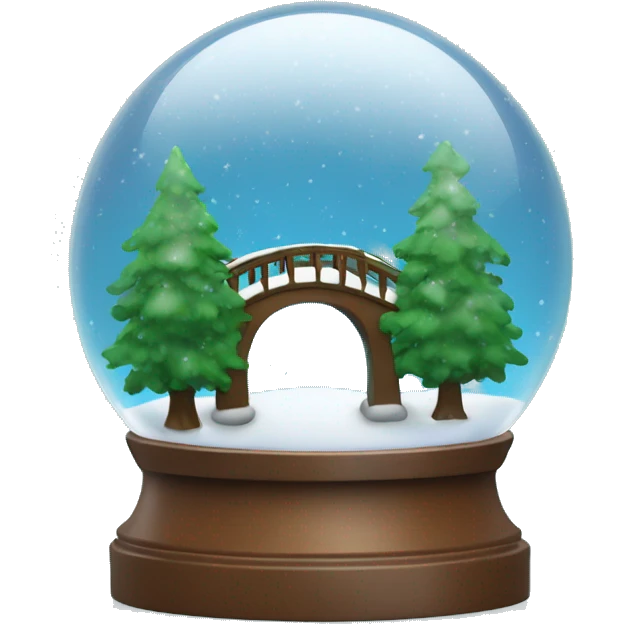 snow globe, bridge, trees, Chroma key background  emoji
