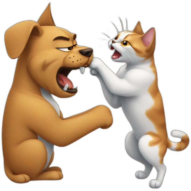 Angry cat hitting a dog with his paw emoji