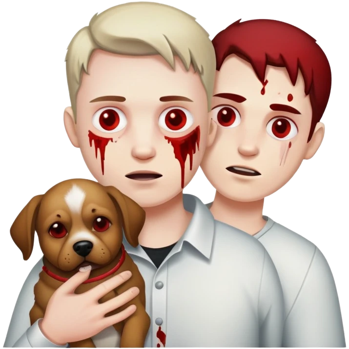 Horrible guy carrying dog bleeding in half emoji