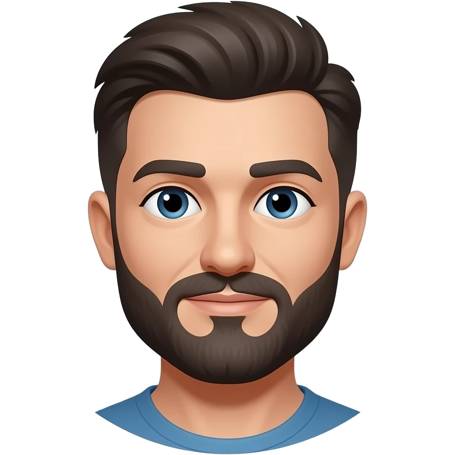 White man with dark beard, dark hair that's faded on elliptical emoji