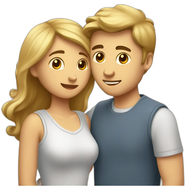 Homme et femme se faisant un calin emoji
