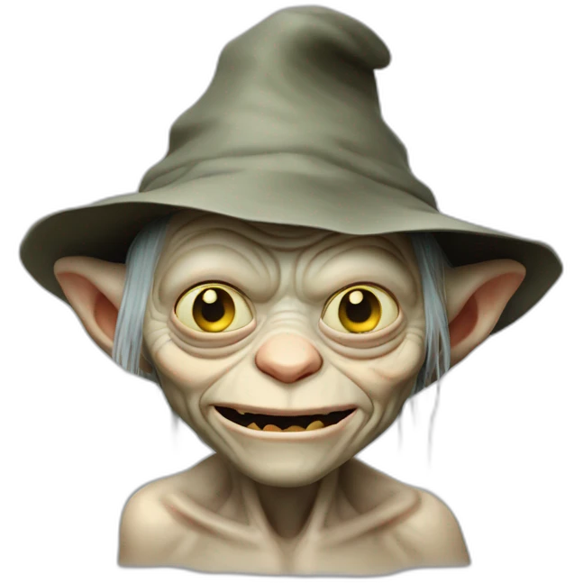 Gollum avec un chapeau emoji