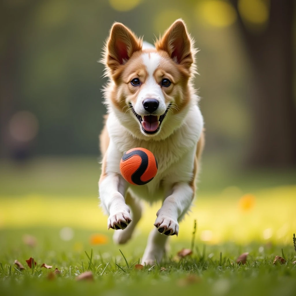 happy dog running after ball emoji
