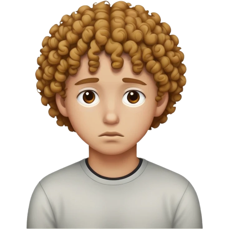 Teen with curly hair sad emoji