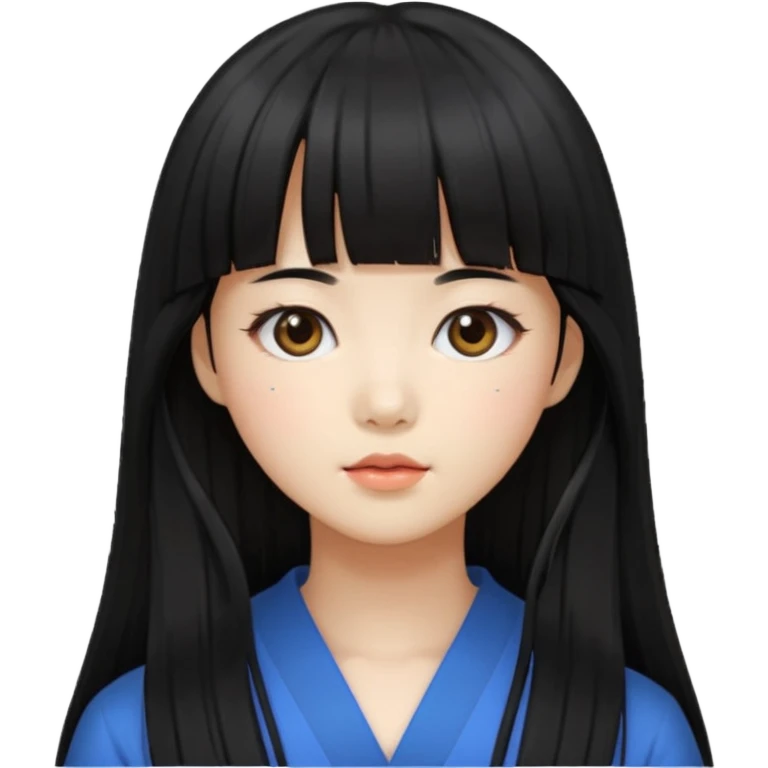 Chica con flequillo coreana pelo negro largo  emoji