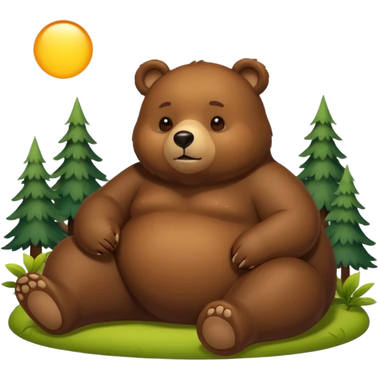 chubby bear lounging in a sunny forest emoji