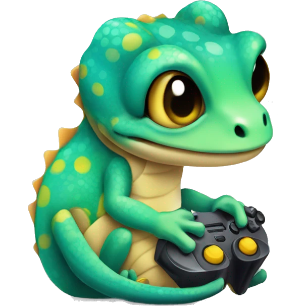 cute sitting gamer gecko emoji