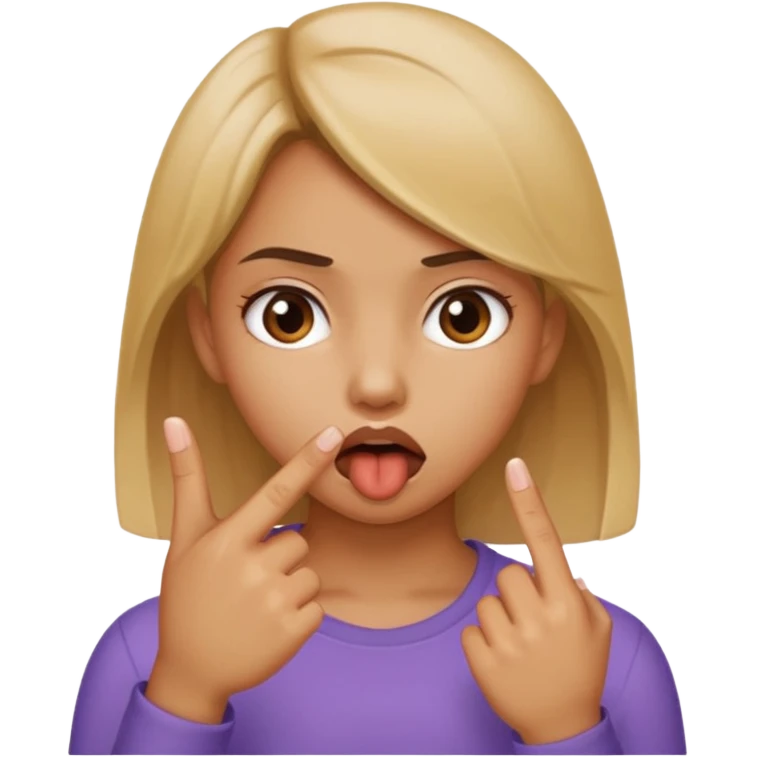 Chica mordiendose el dedo índice doblado pero sin sacar la lengua emoji