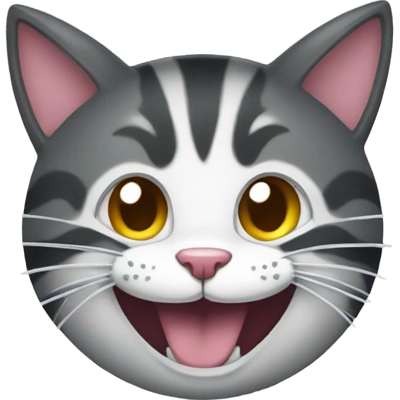 Apple emoji of a cat laughing and poiting at you emoji
