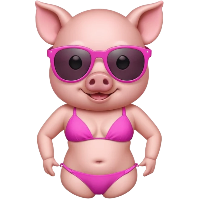 cute pig wearing cool sunglasses and bikini emoji