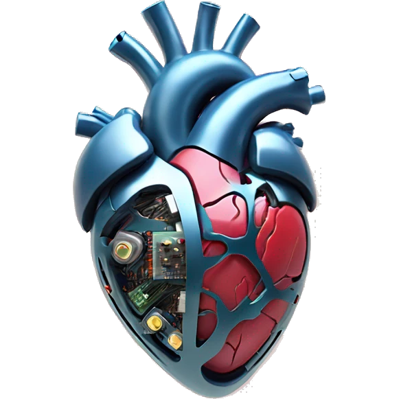 Cyborg anatomical heart with circuits emoji