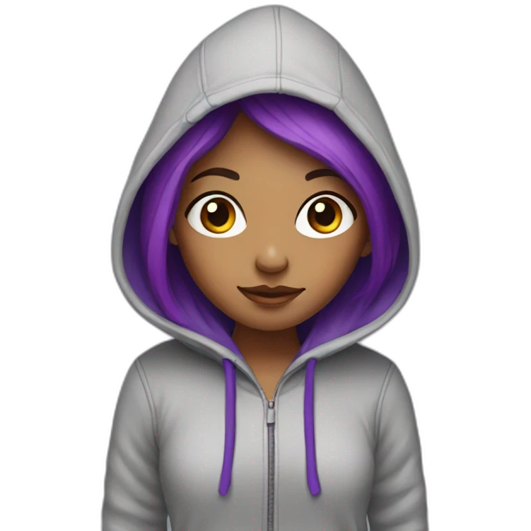 Girl with purple hair in a hoodie emoji