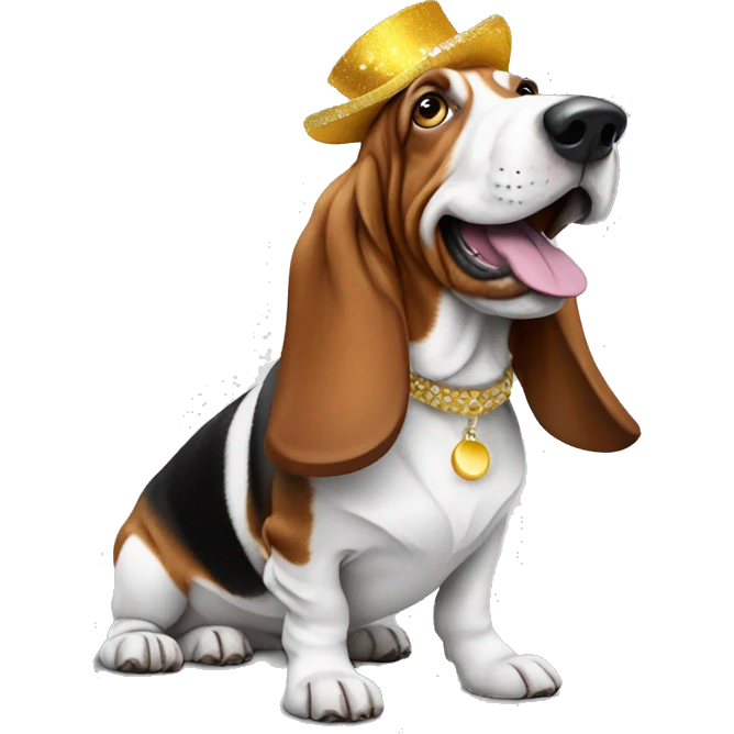 Basset hound partying emoji
