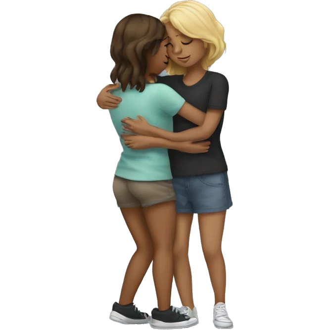 cuddling standing up two girls emoji