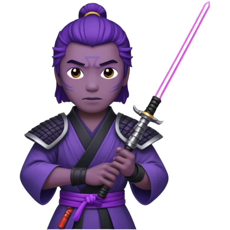 samurai with laser sword, purple emoji