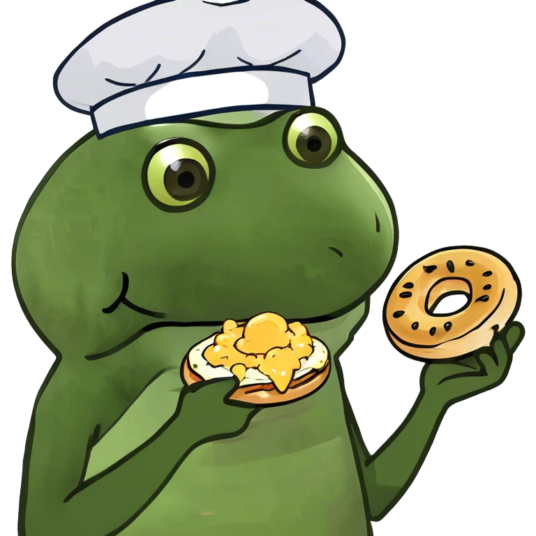 Scrambled egg on a bagel emoji