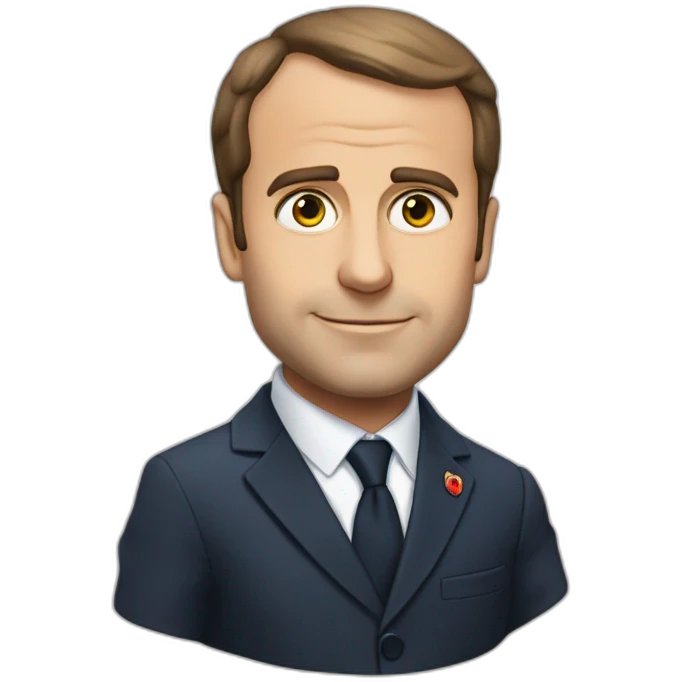 Macron avec des cœur dans les yeux emoji