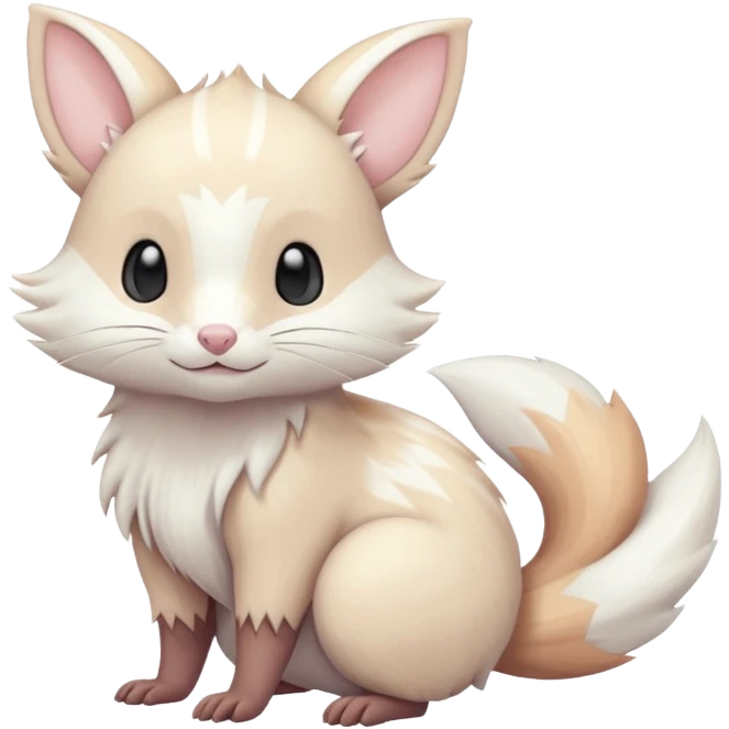 White Silvery Light Grey Pastel Albino Furret-Linoone-Eevee-fusion emoji