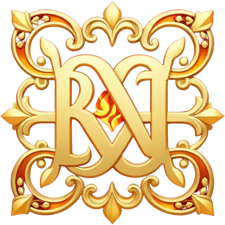 Two golden fiery royal crossed words emoji