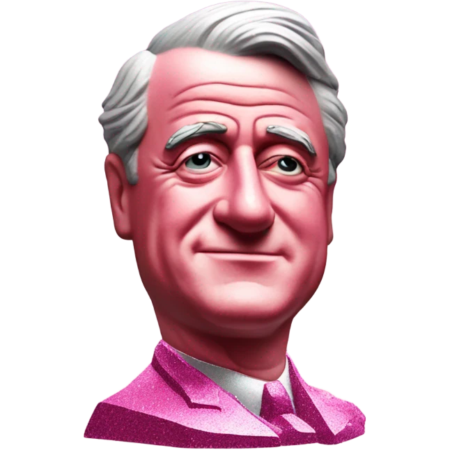 Pink ombre statue of Franklin Roosevelt with glitter and trees emoji