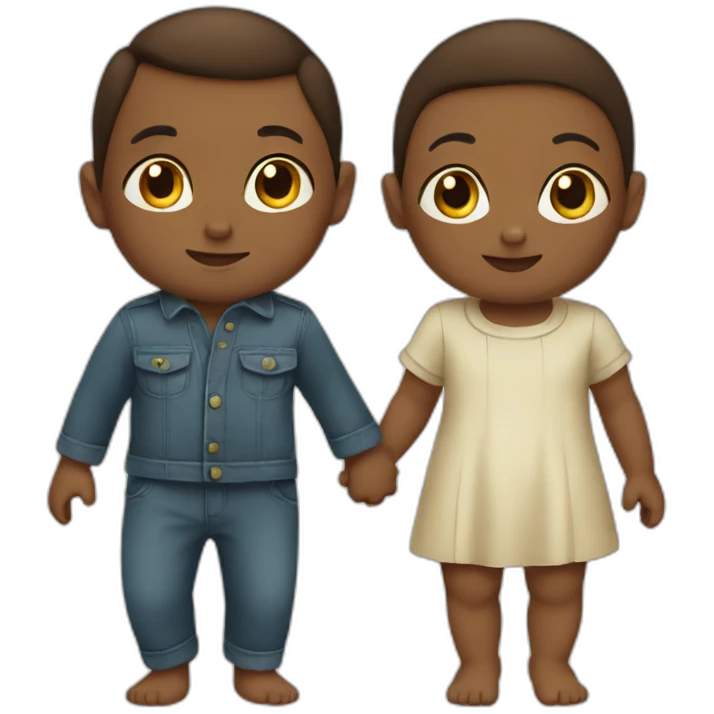 two babies holding hands emoji