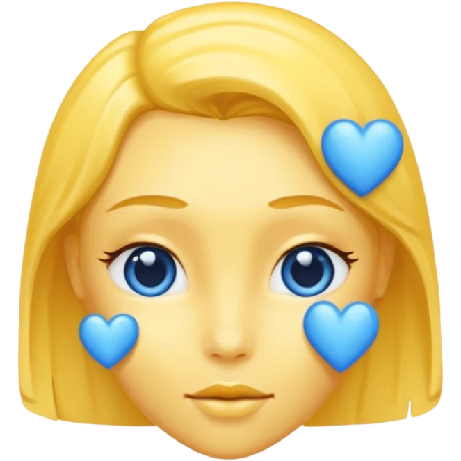 Head yelow of love with blue hearts emoji