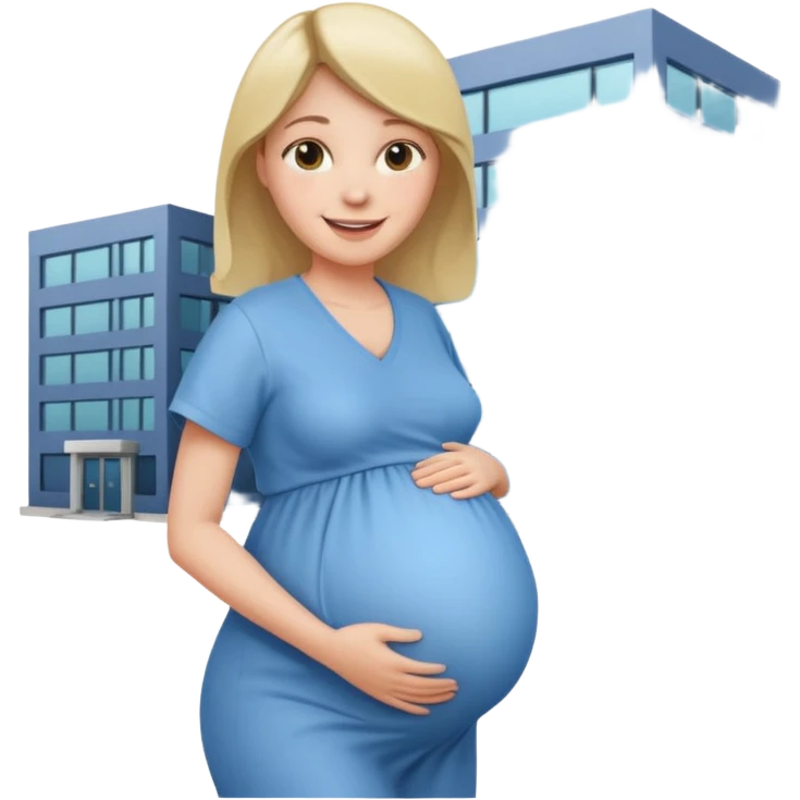임산부가 병원 앞에서 서있다 emoji