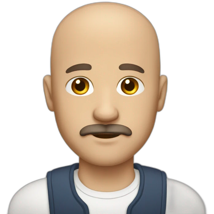 Bald middle aged guy with side brown hair and thick brown mustache emoji