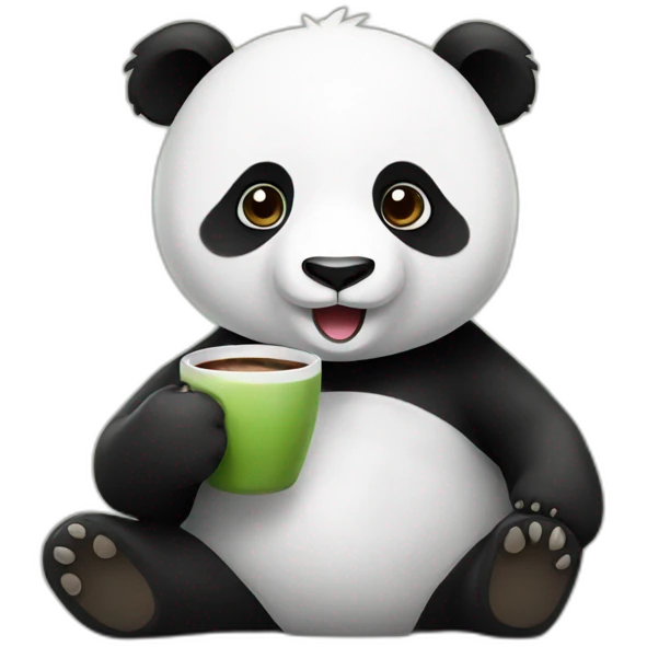 Panda drinking coffee emoji