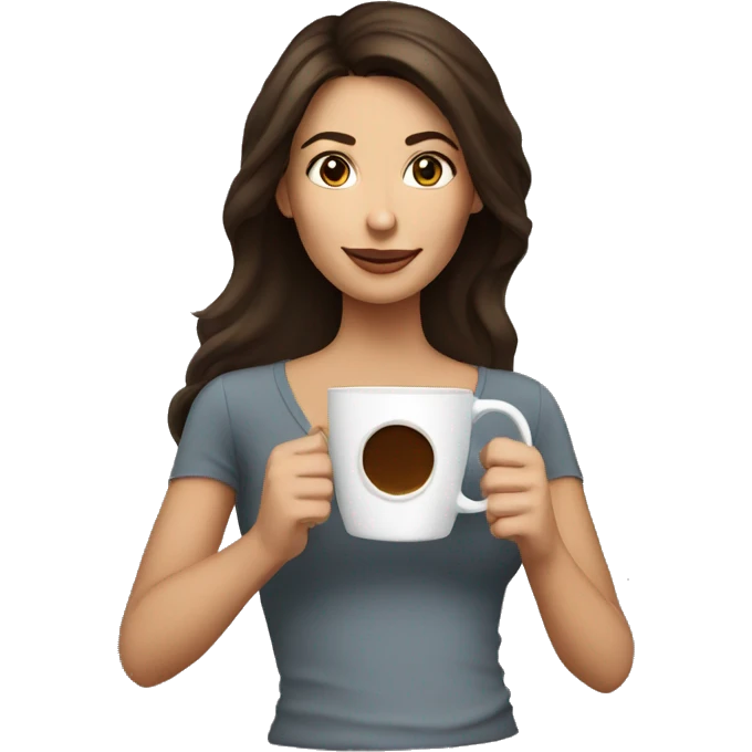 brunette with coffee cup emoji