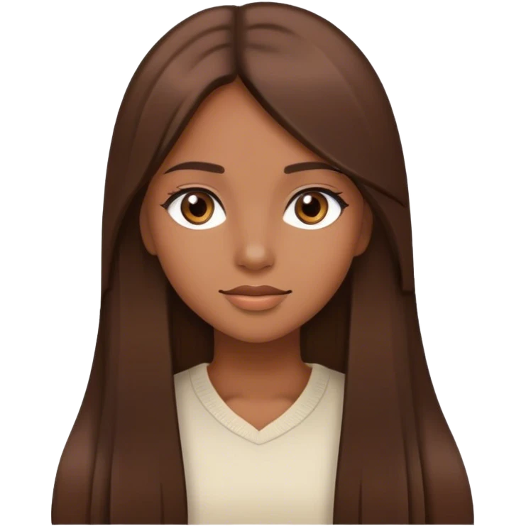 Beautiful girl,brown hair,straight hair，long hair,brown eyes emoji