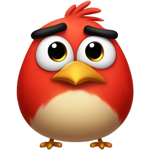 a very angry overweight red bird emoji
