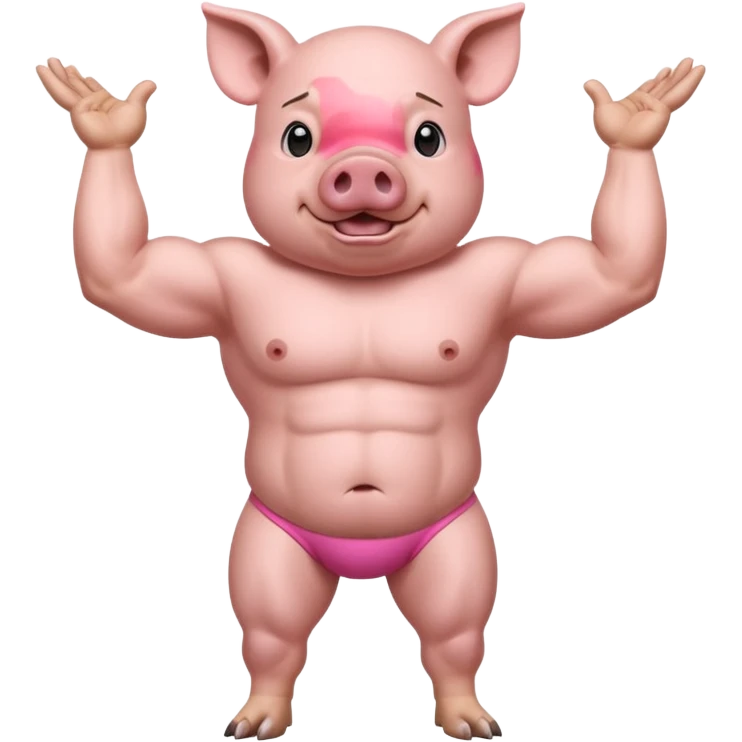 pig with 6 pack on two legs flexing NOunderwear weird porportions emoji